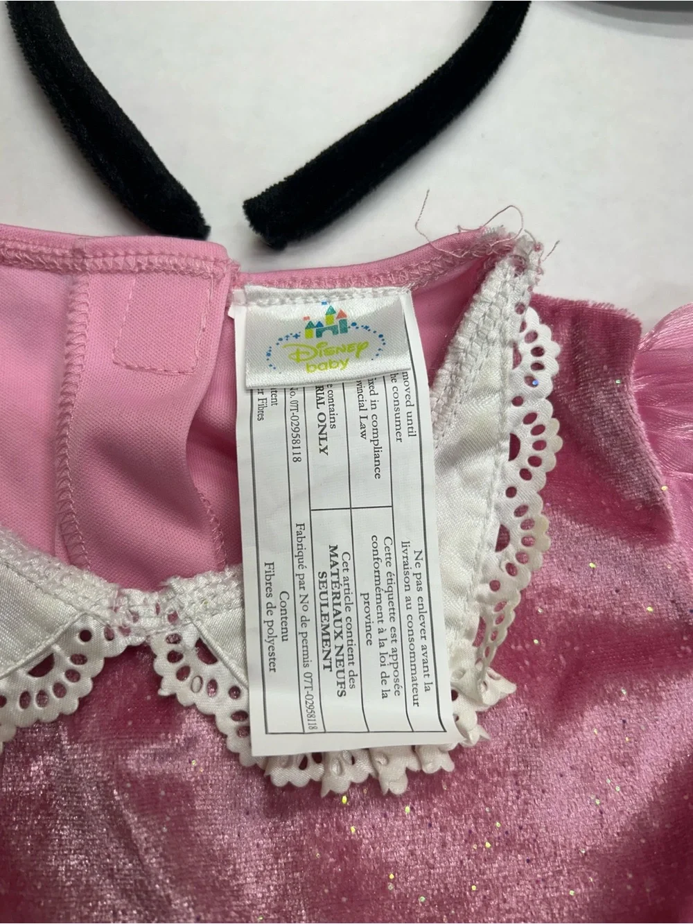 Disney Baby Minnie Mouse Pink Polka Dot Costume Dress Glitter Bodice 12-24m